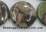 CRA14 15.5 inches 30mm flat round natural rainforest agate beads