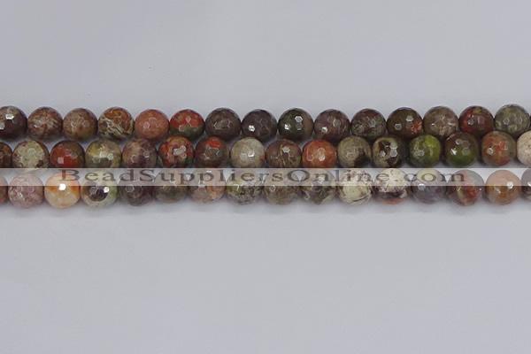 CRA163 15.5 inches 10mm faceted round rainforest agate beads