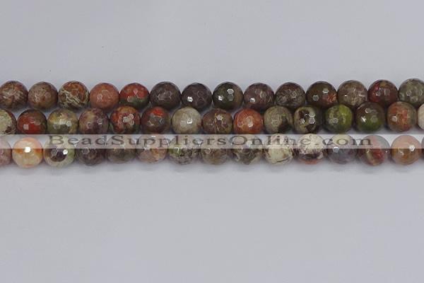 CRA164 15.5 inches 12mm faceted round rainforest agate beads