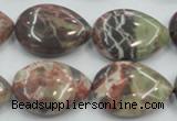 CRA19 15.5 inches 18*25mm flat teardrop natural rainforest agate beads