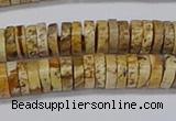 CRB1017 15.5 inches 2*6mm heishi picture jasper beads wholesale