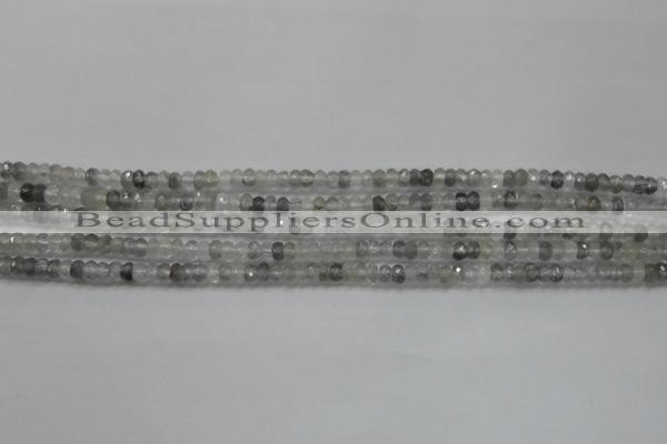 CRB105 15.5 inches 2.5*4mm faceted rondelle cloudy quartz beads