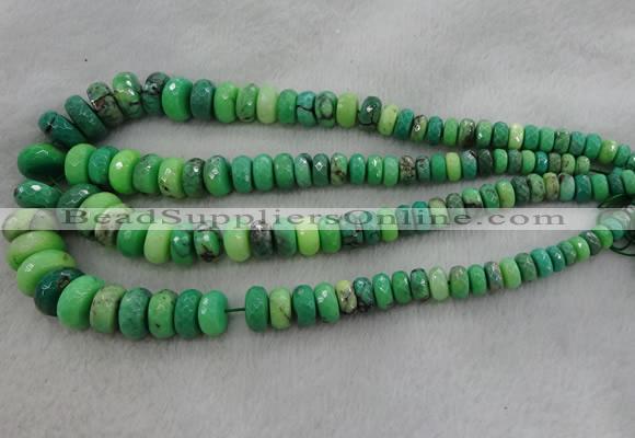 CRB1128 15.5 inches 5*8mm - 9*18mm faceted rondelle grass agate beads