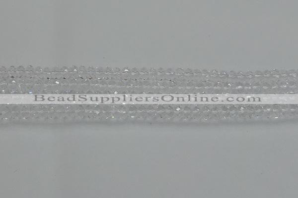 CRB1210 15.5 inches 4*6mm faceted rondelle white crystal beads