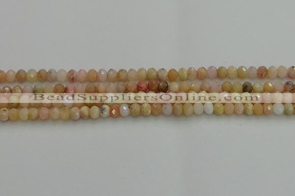 CRB1215 15.5 inches 4*6mm faceted rondelle pink opal beads