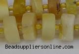 CRB1241 15.5 inches 7*14mm tyre matte yellow opal gemstone beads