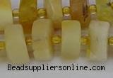 CRB1242 15.5 inches 8*16mm tyre matte yellow opal gemstone beads