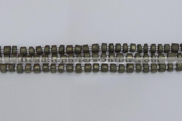 CRB1259 15.5 inches 5*8mm tyre matte pyrite gemstone beads