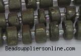 CRB1260 15.5 inches 6*10mm tyre matte pyrite gemstone beads