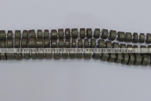 CRB1261 15.5 inches 6*12mm tyre matte pyrite gemstone beads