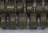 CRB1262 15.5 inches 7*14mm tyre matte pyrite gemstone beads