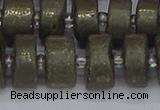 CRB1263 15.5 inches 8*16mm tyre matte pyrite gemstone beads