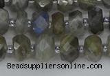 CRB1295 15.5 inches 5*8mm faceted rondelle labradorite beads