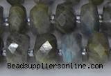 CRB1297 15.5 inches 6*12mm faceted rondelle labradorite beads