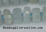 CRB1312 15.5 inches 6*12mm faceted rondelle aquamarine beads