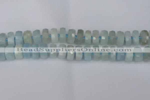 CRB1315 15.5 inches 8*16mm faceted rondelle aquamarine beads