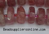 CRB1344 15.5 inches 8*16mm faceted rondelle strawberry quartz beads