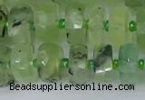 CRB1351 15.5 inches 6*10mm faceted rondelle green rutilated quartz beads