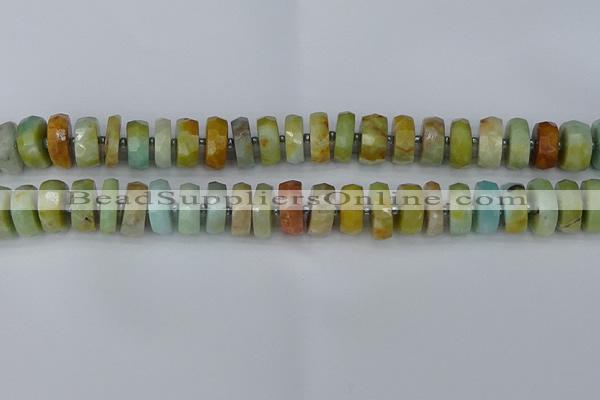 CRB1362 15.5 inches 6*12mm faceted rondelle Chinese amazonite beads