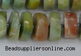 CRB1363 15.5 inches 7*14mm faceted rondelle Chinese amazonite beads