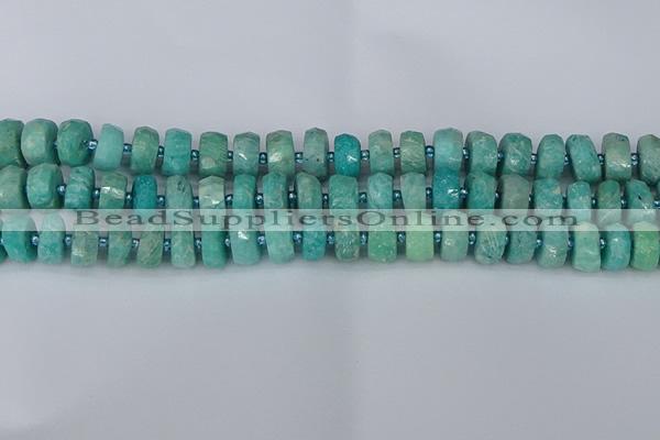 CRB1371 15.5 inches 6*10mm faceted rondelle amazonite beads