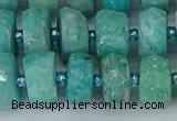 CRB1372 15.5 inches 6*12mm faceted rondelle amazonite beads