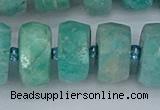 CRB1375 15.5 inches 8*18mm faceted rondelle amazonite beads