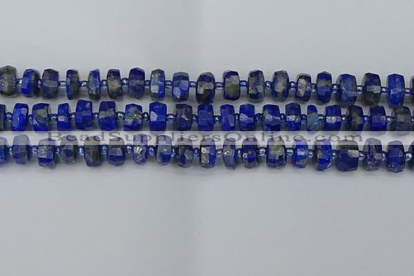 CRB1391 15.5 inches 6*10mm faceted rondelle lapis lazuli beads