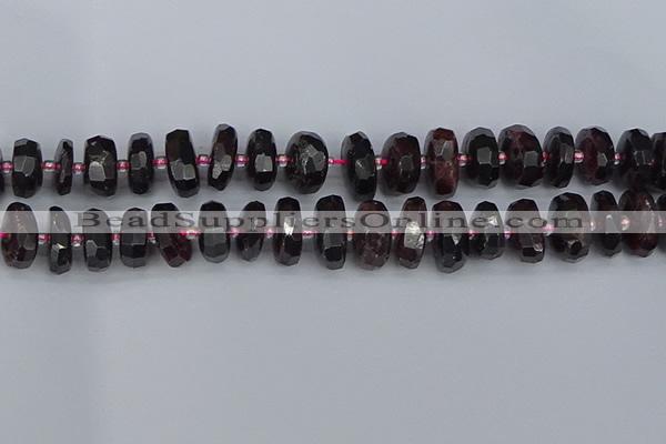 CRB1415 15.5 inches 8*18mm faceted rondelle red garnet beads