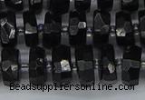 CRB1421 15.5 inches 6*10mm faceted rondelle black tourmaline beads