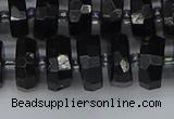 CRB1422 15.5 inches 6*12mm faceted rondelle black tourmaline beads