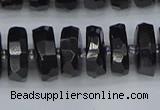 CRB1423 15.5 inches 7*14mm faceted rondelle black tourmaline beads