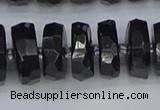 CRB1424 15.5 inches 8*16mm faceted rondelle black tourmaline beads