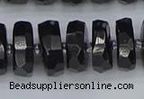 CRB1425 15.5 inches 8*18mm faceted rondelle black tourmaline beads