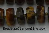 CRB1433 15.5 inches 7*14mm faceted rondelle yellow tiger eye beads