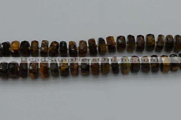 CRB1433 15.5 inches 7*14mm faceted rondelle yellow tiger eye beads