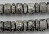 CRB163 15.5 inches 5*14mm & 10*14mm rondelle grey picture jasper beads