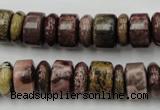 CRB176 15.5 inches 4*12mm – 8*12mm rondelle red artistic jasper beads