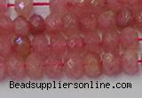 CRB1800 15.5 inches 4*6mm faceted rondelle strawberry quartz beads