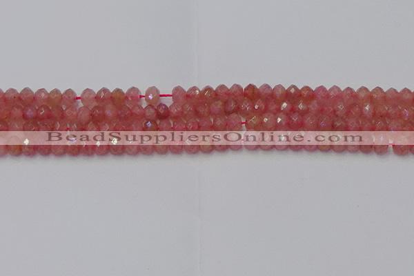 CRB1800 15.5 inches 4*6mm faceted rondelle strawberry quartz beads