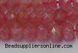 CRB1801 15.5 inches 5*8mm faceted rondelle strawberry quartz beads