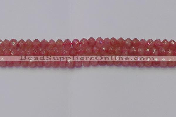 CRB1801 15.5 inches 5*8mm faceted rondelle strawberry quartz beads