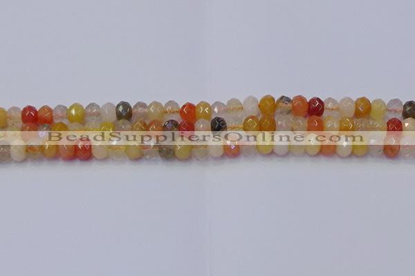 CRB1820 15.5 inches 4*6mm faceted rondelle mixed rutilated quartz beads