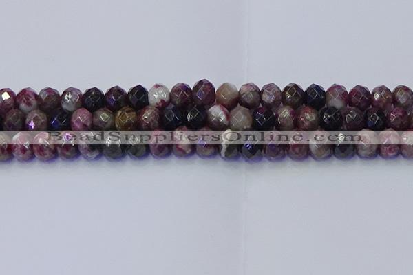 CRB1834 15.5 inches 6*10mm faceted rondelle tourmaline beads