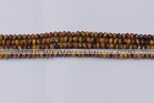 CRB1840 15.5 inches 4*6mm faceted rondelle yellow tiger eye beads