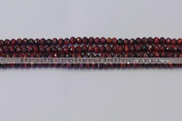 CRB1844 15.5 inches 4*6mm faceted rondelle red tiger eye beads