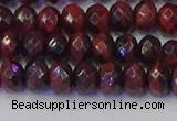 CRB1845 15.5 inches 5*8mm faceted rondelle red tiger eye beads