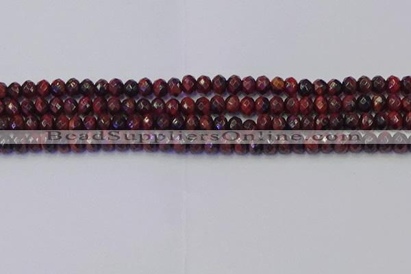 CRB1845 15.5 inches 5*8mm faceted rondelle red tiger eye beads