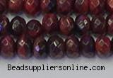 CRB1846 15.5 inches 6*10mm faceted rondelle red tiger eye beads