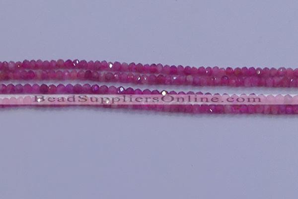 CRB1879 15.5 inches 2.5*4mm faceted rondelle red tourmaline beads